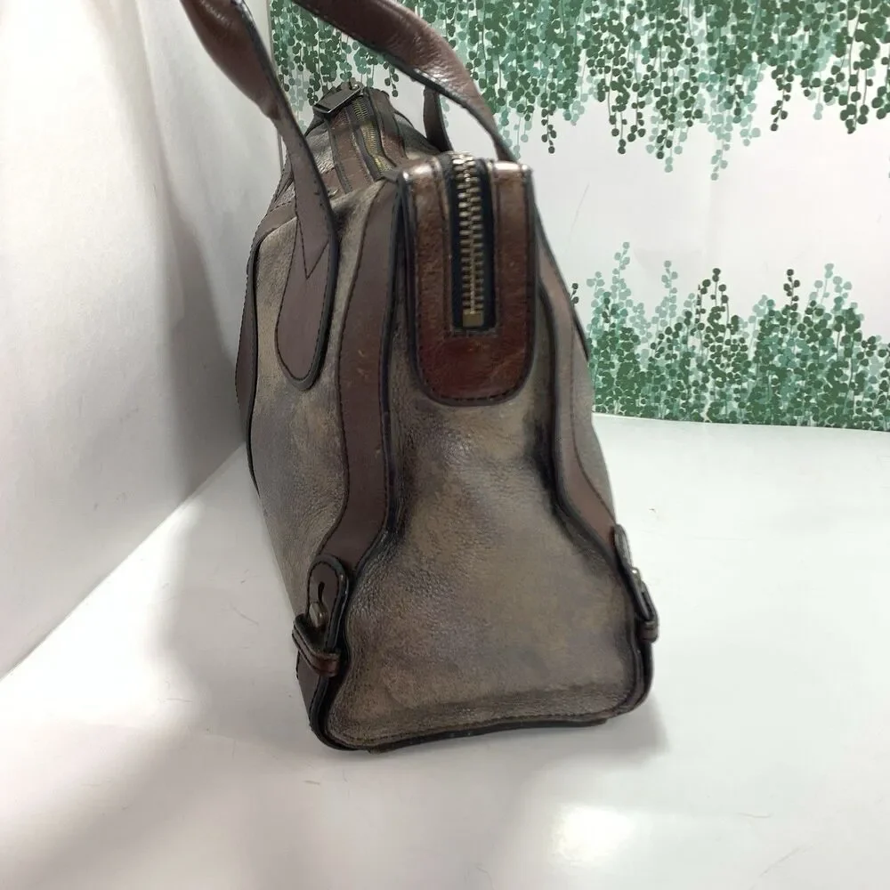 Fossil Reissue Weekender Distressed Leather Pebble Satchel Purse Womens